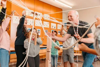 Schulklasse während dem chili Training